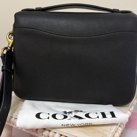 Coach Cassie Black Pebbled Leather Top-Handle Crossbody with Gold Turnlock - Picture 3 of 15